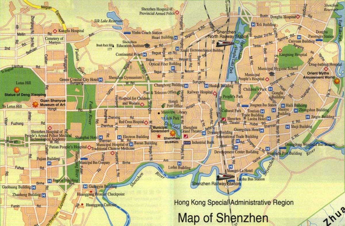mapa mesta Shenzhen