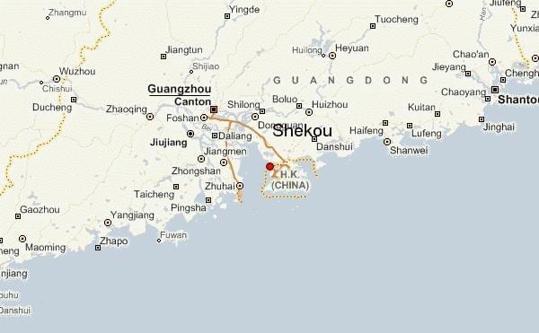 shekou Čína mapu