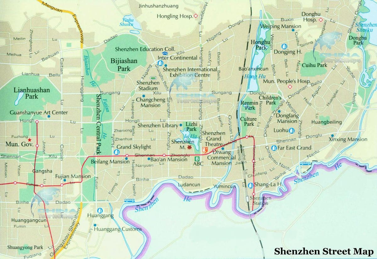 mapa Shenzhen ulici