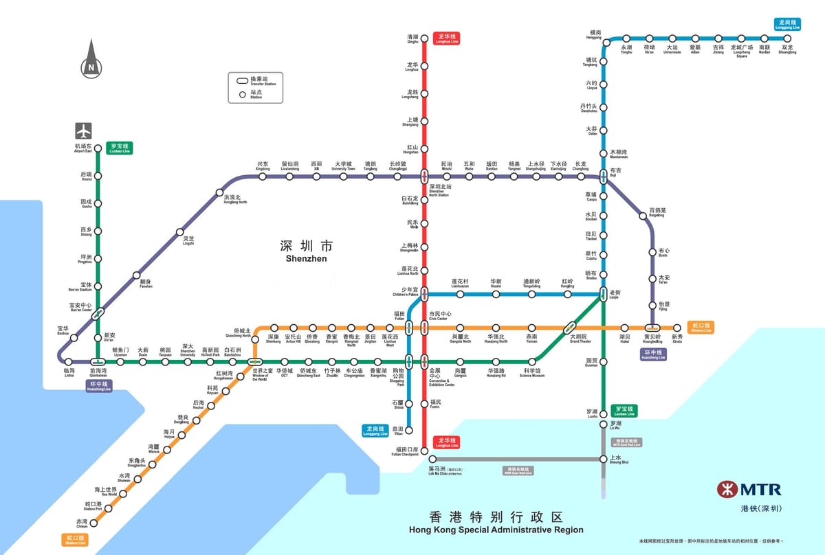 Shenzhen železničnú mapu