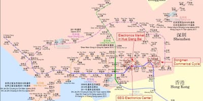 Mapa Shenzhen elektronika trhu